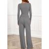 imageBTFBM Two Piece Sets For Women 2025 Asymmetrical Boat Neck Wide Leg Pants Lounge Set Airport Outfits Fall ClothesGrey