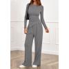 imageBTFBM Two Piece Sets For Women 2025 Asymmetrical Boat Neck Wide Leg Pants Lounge Set Airport Outfits Fall ClothesGrey