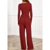 imageBTFBM Two Piece Sets For Women 2025 Asymmetrical Boat Neck Wide Leg Pants Lounge Set Airport Outfits Fall ClothesRed