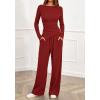 imageBTFBM Two Piece Sets For Women 2025 Asymmetrical Boat Neck Wide Leg Pants Lounge Set Airport Outfits Fall ClothesRed