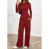 imageBTFBM Two Piece Sets For Women 2025 Asymmetrical Boat Neck Wide Leg Pants Lounge Set Airport Outfits Fall ClothesRed