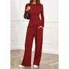 imageBTFBM Two Piece Sets For Women 2025 Asymmetrical Boat Neck Wide Leg Pants Lounge Set Airport Outfits Fall ClothesRed