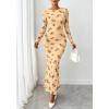imageBTFBM Wedding Guest Dresses for Women Fall Fashion 2025 Bodycon Long Sleeve Boho Mesh Party Cocktail Floral Maxi DressBeige