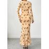 imageBTFBM Wedding Guest Dresses for Women Fall Fashion 2025 Bodycon Long Sleeve Boho Mesh Party Cocktail Floral Maxi DressBeige