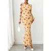 imageBTFBM Wedding Guest Dresses for Women Fall Fashion 2025 Bodycon Long Sleeve Boho Mesh Party Cocktail Floral Maxi DressBeige