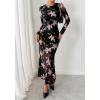 imageBTFBM Wedding Guest Dresses for Women Fall Fashion 2025 Bodycon Long Sleeve Boho Mesh Party Cocktail Floral Maxi DressBlack Pink