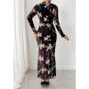 imageBTFBM Wedding Guest Dresses for Women Fall Fashion 2025 Bodycon Long Sleeve Boho Mesh Party Cocktail Floral Maxi DressBlack Pink