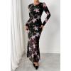 imageBTFBM Wedding Guest Dresses for Women Fall Fashion 2025 Bodycon Long Sleeve Boho Mesh Party Cocktail Floral Maxi DressBlack Pink
