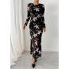 imageBTFBM Wedding Guest Dresses for Women Fall Fashion 2025 Bodycon Long Sleeve Boho Mesh Party Cocktail Floral Maxi DressBlack Pink