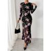 imageBTFBM Wedding Guest Dresses for Women Fall Fashion 2025 Bodycon Long Sleeve Boho Mesh Party Cocktail Floral Maxi DressBlack Pink