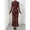 imageBTFBM Wedding Guest Dresses for Women Fall Fashion 2025 Bodycon Long Sleeve Boho Mesh Party Cocktail Floral Maxi DressBlack Red Flower