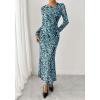 imageBTFBM Wedding Guest Dresses for Women Fall Fashion 2025 Bodycon Long Sleeve Boho Mesh Party Cocktail Floral Maxi DressFloral Blue Black