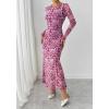 imageBTFBM Wedding Guest Dresses for Women Fall Fashion 2025 Bodycon Long Sleeve Boho Mesh Party Cocktail Floral Maxi DressLeopard