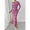 imageBTFBM Wedding Guest Dresses for Women Fall Fashion 2025 Bodycon Long Sleeve Boho Mesh Party Cocktail Floral Maxi DressLeopard