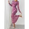 imageBTFBM Wedding Guest Dresses for Women Fall Fashion 2025 Bodycon Long Sleeve Boho Mesh Party Cocktail Floral Maxi DressLeopard