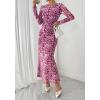 imageBTFBM Wedding Guest Dresses for Women Fall Fashion 2025 Bodycon Long Sleeve Boho Mesh Party Cocktail Floral Maxi DressLeopard