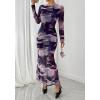 imageBTFBM Wedding Guest Dresses for Women Fall Fashion 2025 Bodycon Long Sleeve Boho Mesh Party Cocktail Floral Maxi DressNavy