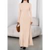 imageBTFBM Womens Dresses Long Sleeve Turtle Neck Stretchy Knit Long Maxi Semi Formal Party Fall Wedding Guest Dress 2025Apricot