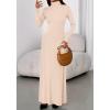 imageBTFBM Womens Dresses Long Sleeve Turtle Neck Stretchy Knit Long Maxi Semi Formal Party Fall Wedding Guest Dress 2025Apricot