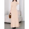 imageBTFBM Womens Dresses Long Sleeve Turtle Neck Stretchy Knit Long Maxi Semi Formal Party Fall Wedding Guest Dress 2025Apricot