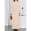 imageBTFBM Womens Dresses Long Sleeve Turtle Neck Stretchy Knit Long Maxi Semi Formal Party Fall Wedding Guest Dress 2025Apricot