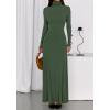 imageBTFBM Womens Dresses Long Sleeve Turtle Neck Stretchy Knit Long Maxi Semi Formal Party Fall Wedding Guest Dress 2025Army Green