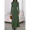 imageBTFBM Womens Dresses Long Sleeve Turtle Neck Stretchy Knit Long Maxi Semi Formal Party Fall Wedding Guest Dress 2025Army Green