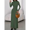 imageBTFBM Womens Dresses Long Sleeve Turtle Neck Stretchy Knit Long Maxi Semi Formal Party Fall Wedding Guest Dress 2025Army Green