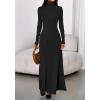 imageBTFBM Womens Dresses Long Sleeve Turtle Neck Stretchy Knit Long Maxi Semi Formal Party Fall Wedding Guest Dress 2025Black