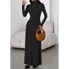imageBTFBM Womens Dresses Long Sleeve Turtle Neck Stretchy Knit Long Maxi Semi Formal Party Fall Wedding Guest Dress 2025Black