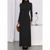 imageBTFBM Womens Dresses Long Sleeve Turtle Neck Stretchy Knit Long Maxi Semi Formal Party Fall Wedding Guest Dress 2025Black
