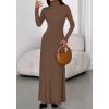 imageBTFBM Womens Dresses Long Sleeve Turtle Neck Stretchy Knit Long Maxi Semi Formal Party Fall Wedding Guest Dress 2025Brown