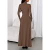 imageBTFBM Womens Dresses Long Sleeve Turtle Neck Stretchy Knit Long Maxi Semi Formal Party Fall Wedding Guest Dress 2025Brown