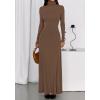 imageBTFBM Womens Dresses Long Sleeve Turtle Neck Stretchy Knit Long Maxi Semi Formal Party Fall Wedding Guest Dress 2025Brown