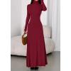 imageBTFBM Womens Dresses Long Sleeve Turtle Neck Stretchy Knit Long Maxi Semi Formal Party Fall Wedding Guest Dress 2025Burgundy