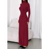 imageBTFBM Womens Dresses Long Sleeve Turtle Neck Stretchy Knit Long Maxi Semi Formal Party Fall Wedding Guest Dress 2025Burgundy