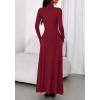 imageBTFBM Womens Dresses Long Sleeve Turtle Neck Stretchy Knit Long Maxi Semi Formal Party Fall Wedding Guest Dress 2025Burgundy