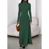 imageBTFBM Womens Dresses Long Sleeve Turtle Neck Stretchy Knit Long Maxi Semi Formal Party Fall Wedding Guest Dress 2025Dark Green