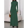 imageBTFBM Womens Dresses Long Sleeve Turtle Neck Stretchy Knit Long Maxi Semi Formal Party Fall Wedding Guest Dress 2025Dark Green