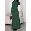 imageBTFBM Womens Dresses Long Sleeve Turtle Neck Stretchy Knit Long Maxi Semi Formal Party Fall Wedding Guest Dress 2025Dark Green