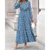 imageBTFBM Womens Fall Dresses 2025 Casual Long Sleeve Boho Floral V Neck Button Down Pockets Flowy Vacation Wedding DressBlue