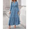 imageBTFBM Womens Fall Dresses 2025 Casual Long Sleeve Boho Floral V Neck Button Down Pockets Flowy Vacation Wedding DressBlue