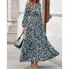 imageBTFBM Womens Fall Dresses 2025 Casual Long Sleeve Boho Floral V Neck Button Down Pockets Flowy Vacation Wedding DressFloral Blue Yellow