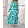 imageBTFBM Womens Fall Dresses 2025 Casual Long Sleeve Boho Floral V Neck Button Down Pockets Flowy Vacation Wedding DressFloral Green