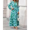 imageBTFBM Womens Fall Dresses 2025 Casual Long Sleeve Boho Floral V Neck Button Down Pockets Flowy Vacation Wedding DressFloral Green