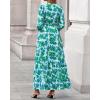 imageBTFBM Womens Fall Dresses 2025 Casual Long Sleeve Boho Floral V Neck Button Down Pockets Flowy Vacation Wedding DressFloral Green