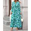 imageBTFBM Womens Fall Dresses 2025 Casual Long Sleeve Boho Floral V Neck Button Down Pockets Flowy Vacation Wedding DressFloral Green