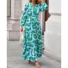 imageBTFBM Womens Fall Dresses 2025 Casual Long Sleeve Boho Floral V Neck Button Down Pockets Flowy Vacation Wedding DressFloral Green