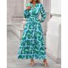 imageBTFBM Womens Fall Dresses 2025 Casual Long Sleeve Boho Floral V Neck Button Down Pockets Flowy Vacation Wedding DressFloral Green