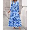 imageBTFBM Womens Fall Dresses 2025 Casual Long Sleeve Boho Floral V Neck Button Down Pockets Flowy Vacation Wedding DressFloral Light Blue Blue